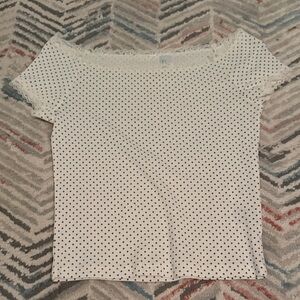 Forever 21 White and Black Polka Dot Short Sleeve Top